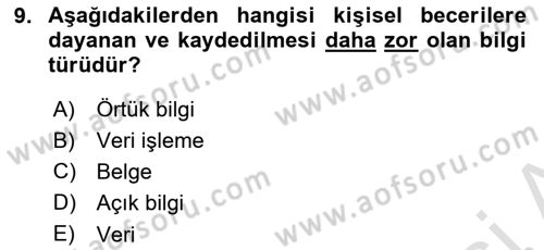 Tıbbi Belgeleme Dersi Ara Sınavı Deneme Sınav Soruları 9. Soru