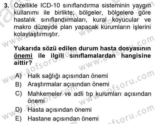 Tıbbi Belgeleme Dersi 2019 - 2020 Yılı (Final) Dönem Sonu Sınav Soruları 3. Soru