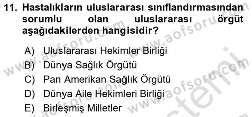Tıbbi Belgeleme Dersi 2019 - 2020 Yılı Yaz Okulu Sınav Soruları 11. Soru