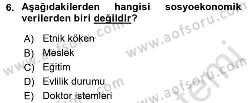 Tıbbi Belgeleme Dersi Ara Sınavı Deneme Sınav Soruları 6. Soru