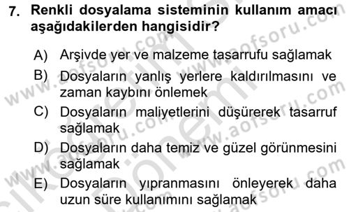 Tıbbi Belgeleme Dersi 2021 - 2022 Yılı (Vize) Ara Sınavı 7. Soru