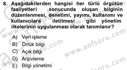 Tıbbi Belgeleme Dersi 2021 - 2022 Yılı (Vize) Ara Sınav Soruları 8. Soru