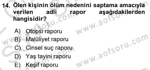 Tıbbi Belgeleme Dersi 2021 - 2022 Yılı (Final) Dönem Sonu Sınav Soruları 14. Soru