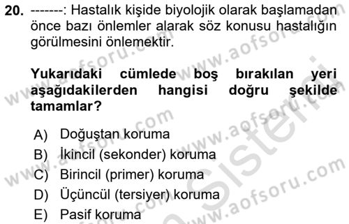 Tıbbi Belgeleme Dersi 2021 - 2022 Yılı (Final) Dönem Sonu Sınav Soruları 20. Soru