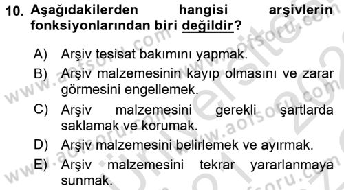 Tıbbi Belgeleme Dersi 2021 - 2022 Yılı Yaz Okulu Sınav Soruları 10. Soru