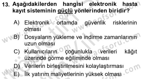 Tıbbi Belgeleme Dersi 2021 - 2022 Yılı Yaz Okulu Sınav Soruları 13. Soru