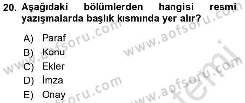 Tıbbi Belgeleme Dersi 2021 - 2022 Yılı Yaz Okulu Sınav Soruları 20. Soru