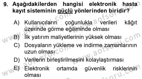 Tıbbi Belgeleme Dersi 2022 - 2023 Yılı (Vize) Ara Sınav Soruları 9. Soru