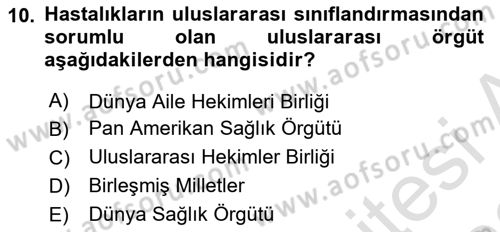 Tıbbi Belgeleme Dersi 2022 - 2023 Yılı (Final) Dönem Sonu Sınav Soruları 10. Soru