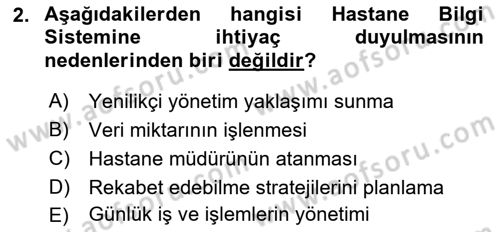 Tıbbi Belgeleme Dersi 2022 - 2023 Yılı (Final) Dönem Sonu Sınav Soruları 2. Soru