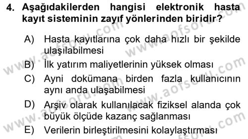 Tıbbi Belgeleme Dersi 2022 - 2023 Yılı (Final) Dönem Sonu Sınav Soruları 4. Soru
