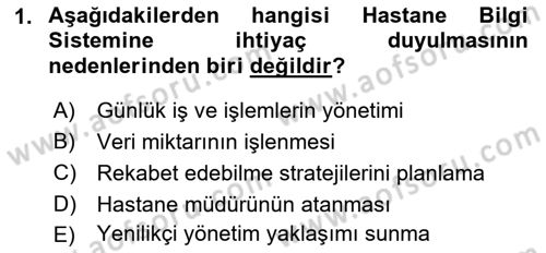 Tıbbi Belgeleme Dersi 2022 - 2023 Yılı Yaz Okulu Sınav Soruları 1. Soru