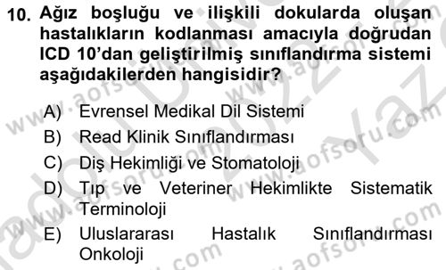 Tıbbi Belgeleme Dersi 2022 - 2023 Yılı Yaz Okulu Sınav Soruları 10. Soru