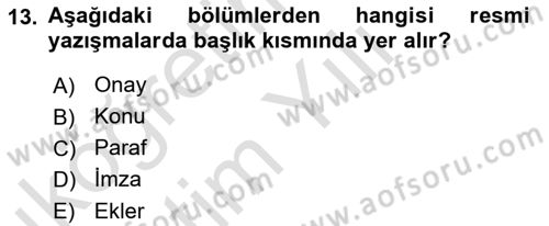 Tıbbi Belgeleme Dersi 2022 - 2023 Yılı Yaz Okulu Sınav Soruları 13. Soru