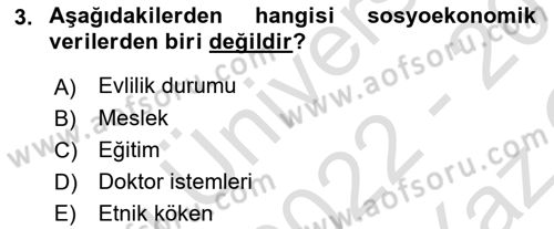 Tıbbi Belgeleme Dersi 2022 - 2023 Yılı Yaz Okulu Sınavı 3. Soru