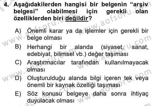 Tıbbi Belgeleme Dersi 2023 - 2024 Yılı (Vize) Ara Sınav Soruları 4. Soru