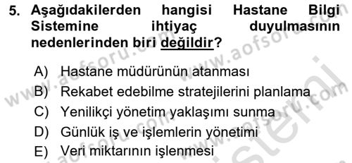 Tıbbi Belgeleme Dersi 2023 - 2024 Yılı (Vize) Ara Sınav Soruları 5. Soru