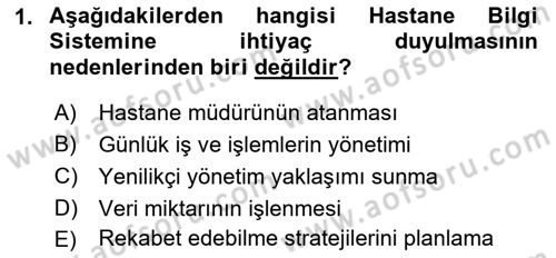 Tıbbi Belgeleme Dersi 2023 - 2024 Yılı (Final) Dönem Sonu Sınav Soruları 1. Soru