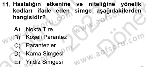 Tıbbi Belgeleme Dersi 2023 - 2024 Yılı (Final) Dönem Sonu Sınav Soruları 11. Soru