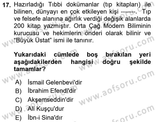 Tıbbi Belgeleme Dersi 2023 - 2024 Yılı (Final) Dönem Sonu Sınav Soruları 17. Soru