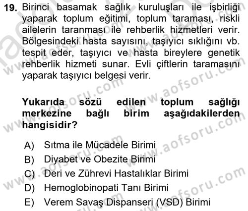 Tıbbi Belgeleme Dersi 2023 - 2024 Yılı (Final) Dönem Sonu Sınav Soruları 19. Soru