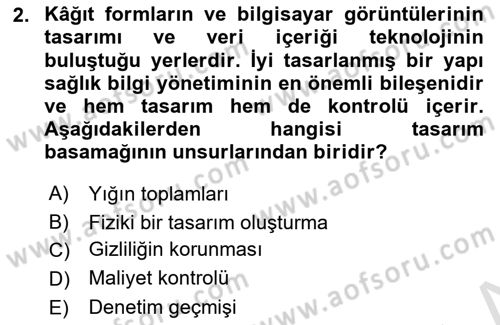 Tıbbi Belgeleme Dersi 2023 - 2024 Yılı (Final) Dönem Sonu Sınav Soruları 2. Soru