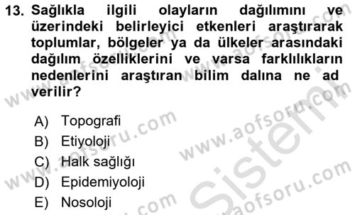 Tıbbi Belgeleme Dersi 2023 - 2024 Yılı Yaz Okulu Sınav Soruları 13. Soru