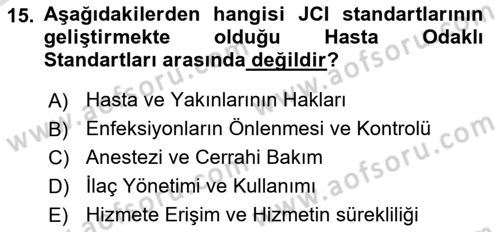 Tıbbi Belgeleme Dersi 2023 - 2024 Yılı Yaz Okulu Sınav Soruları 15. Soru