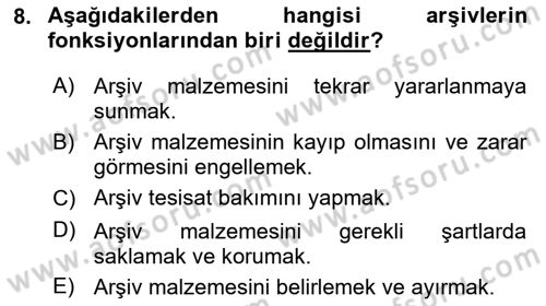 Tıbbi Belgeleme Dersi 2023 - 2024 Yılı Yaz Okulu Sınav Soruları 8. Soru