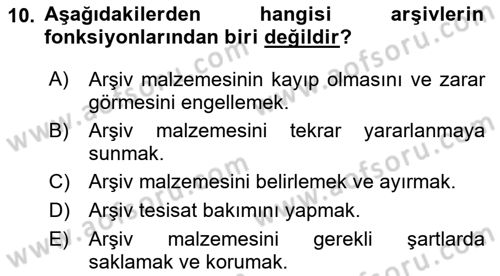Tıbbi Belgeleme Dersi 2024 - 2025 Yılı (Vize) Ara Sınav Soruları 10. Soru