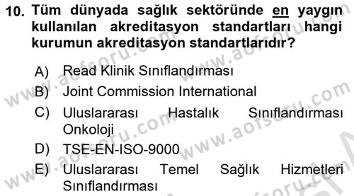 Tıbbi Belgeleme Dersi 2024 - 2025 Yılı (Final) Dönem Sonu Sınav Soruları 10. Soru
