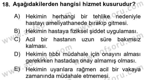 Tıbbi Belgeleme Dersi 2024 - 2025 Yılı (Final) Dönem Sonu Sınav Soruları 18. Soru