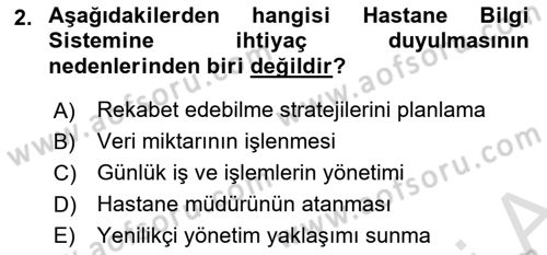 Tıbbi Belgeleme Dersi 2025 - 2026 Yılı (Vize) Ara Sınav Soruları 2. Soru