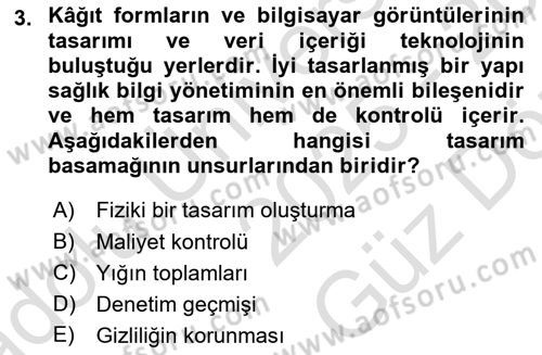 Tıbbi Belgeleme Dersi 2025 - 2026 Yılı (Vize) Ara Sınav Soruları 3. Soru