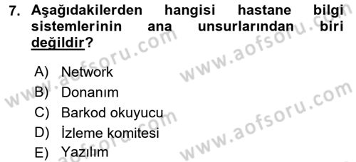 Tıbbi Belgeleme Dersi 2025 - 2026 Yılı (Vize) Ara Sınav Soruları 7. Soru