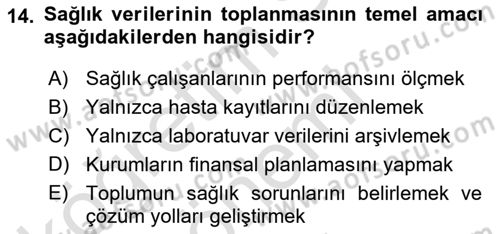Tıbbi Belgeleme Dersi 2025 - 2026 Yılı (Final) Dönem Sonu Sınav Soruları 14. Soru