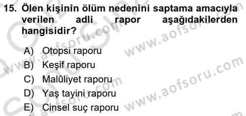 Tıbbi Belgeleme Dersi 2025 - 2026 Yılı (Final) Dönem Sonu Sınav Soruları 15. Soru