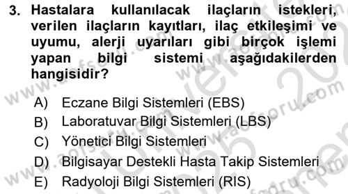 Tıbbi Belgeleme Dersi 2025 - 2026 Yılı (Final) Dönem Sonu Sınav Soruları 3. Soru