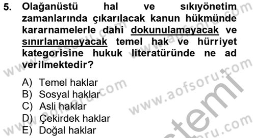 Sağlık Kurumları Mevzuatı Dersi 2012 - 2013 Yılı (Vize) Ara Sınav Soruları 5. Soru