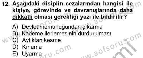 Sağlık Kurumları Mevzuatı Dersi 2012 - 2013 Yılı (Final) Dönem Sonu Sınav Soruları 12. Soru