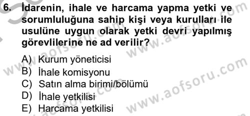 Sağlık Kurumları Mevzuatı Dersi 2012 - 2013 Yılı (Final) Dönem Sonu Sınav Soruları 6. Soru