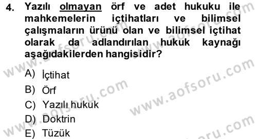 Sağlık Kurumları Mevzuatı Dersi 2013 - 2014 Yılı (Vize) Ara Sınav Soruları 4. Soru