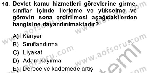 Sağlık Kurumları Mevzuatı Dersi 2013 - 2014 Yılı (Final) Dönem Sonu Sınav Soruları 10. Soru