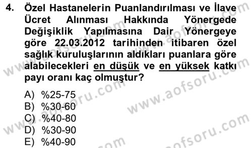 Sağlık Kurumları Mevzuatı Dersi 2013 - 2014 Yılı (Final) Dönem Sonu Sınav Soruları 4. Soru
