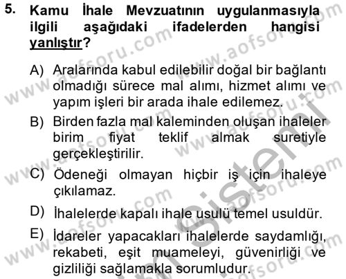 Sağlık Kurumları Mevzuatı Dersi 2013 - 2014 Yılı (Final) Dönem Sonu Sınav Soruları 5. Soru