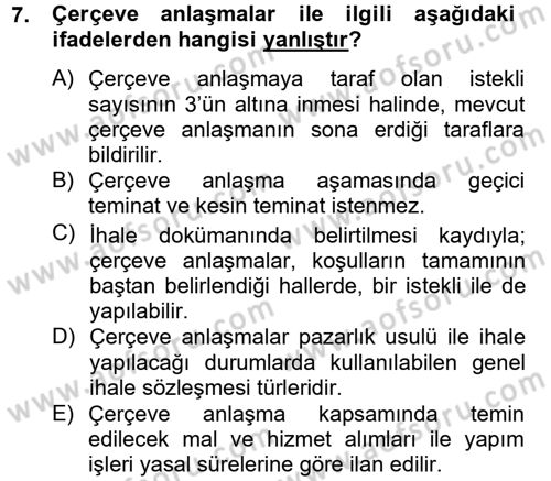 Sağlık Kurumları Mevzuatı Dersi 2013 - 2014 Yılı (Final) Dönem Sonu Sınav Soruları 7. Soru