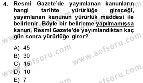 Sağlık Kurumları Mevzuatı Dersi 2014 - 2015 Yılı (Vize) Ara Sınav Soruları 4. Soru