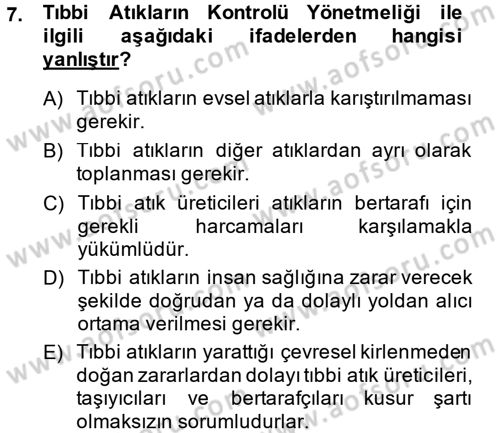 Sağlık Kurumları Mevzuatı Dersi 2014 - 2015 Yılı (Vize) Ara Sınav Soruları 7. Soru