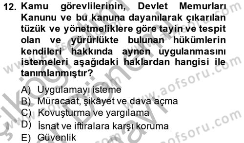 Sağlık Kurumları Mevzuatı Dersi 2014 - 2015 Yılı (Final) Dönem Sonu Sınav Soruları 12. Soru