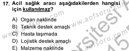 Sağlık Kurumları Mevzuatı Dersi 2014 - 2015 Yılı (Final) Dönem Sonu Sınav Soruları 17. Soru